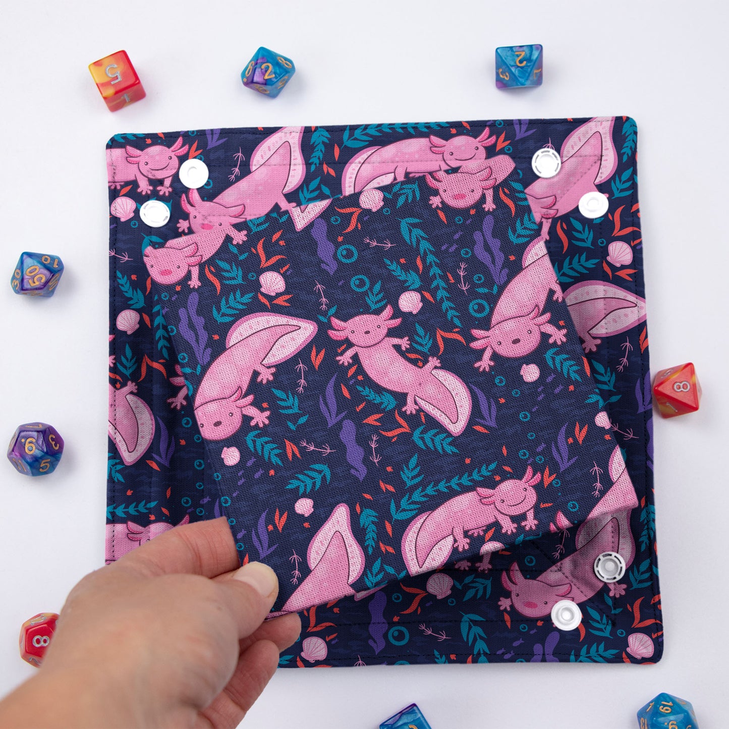 Axolotl dice bag tray set | Dnd player gift | Game Fancy