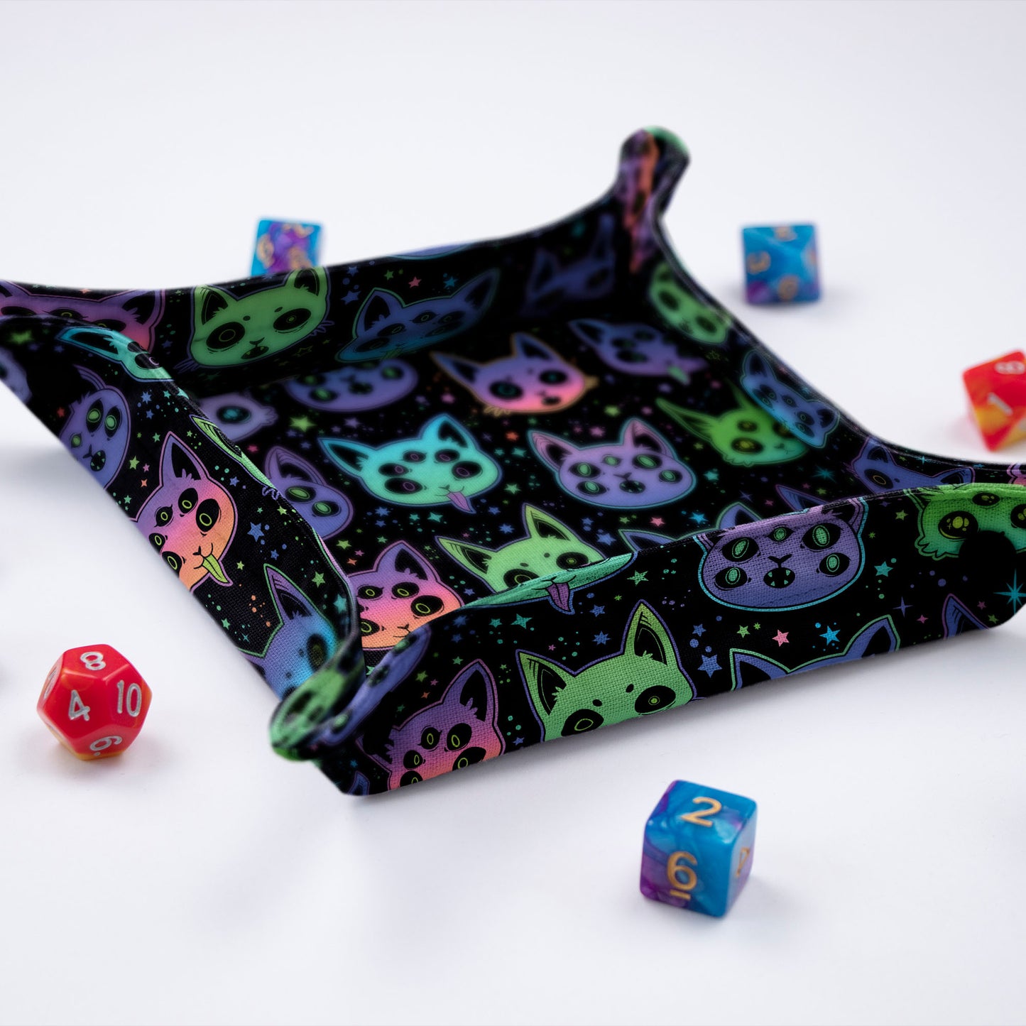 D&D dice rolling tray, Cats dice tray for DnD