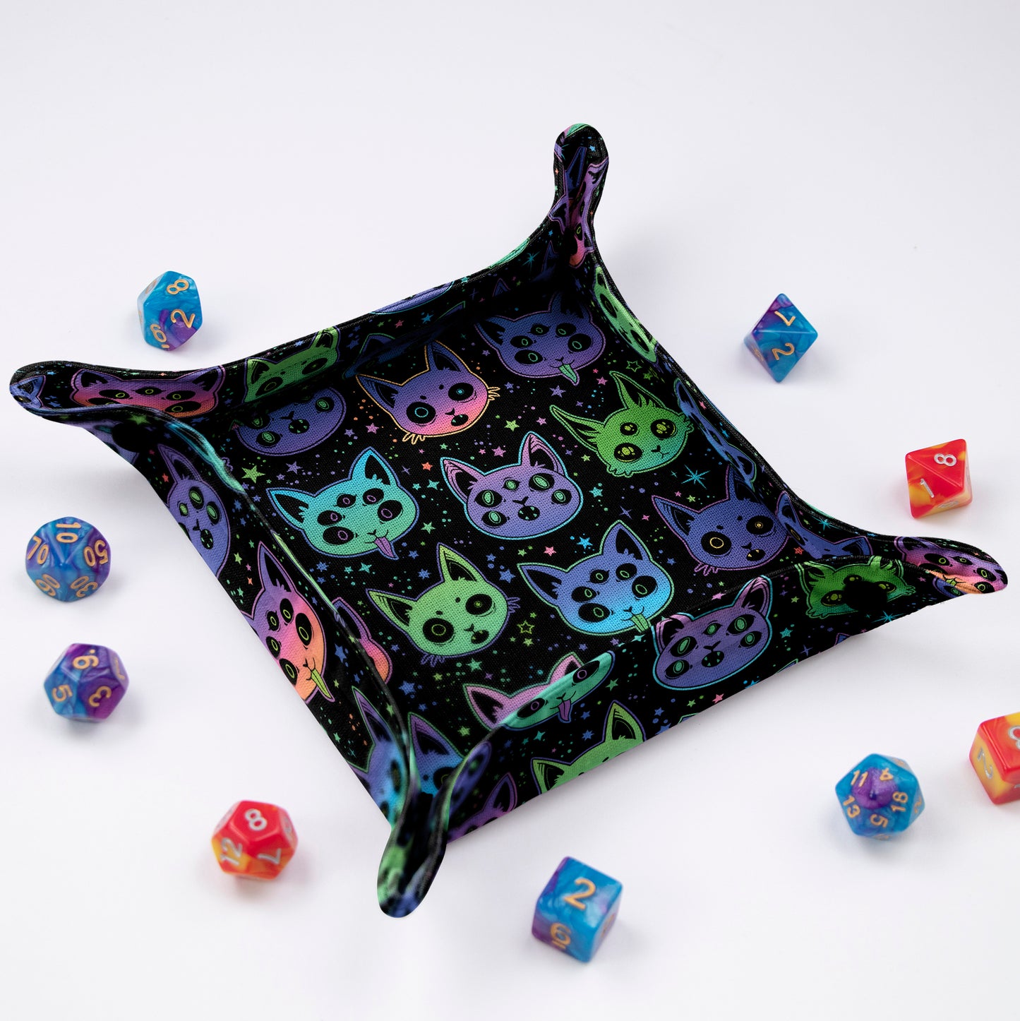 D&D dice rolling tray, Cats dice tray for DnD