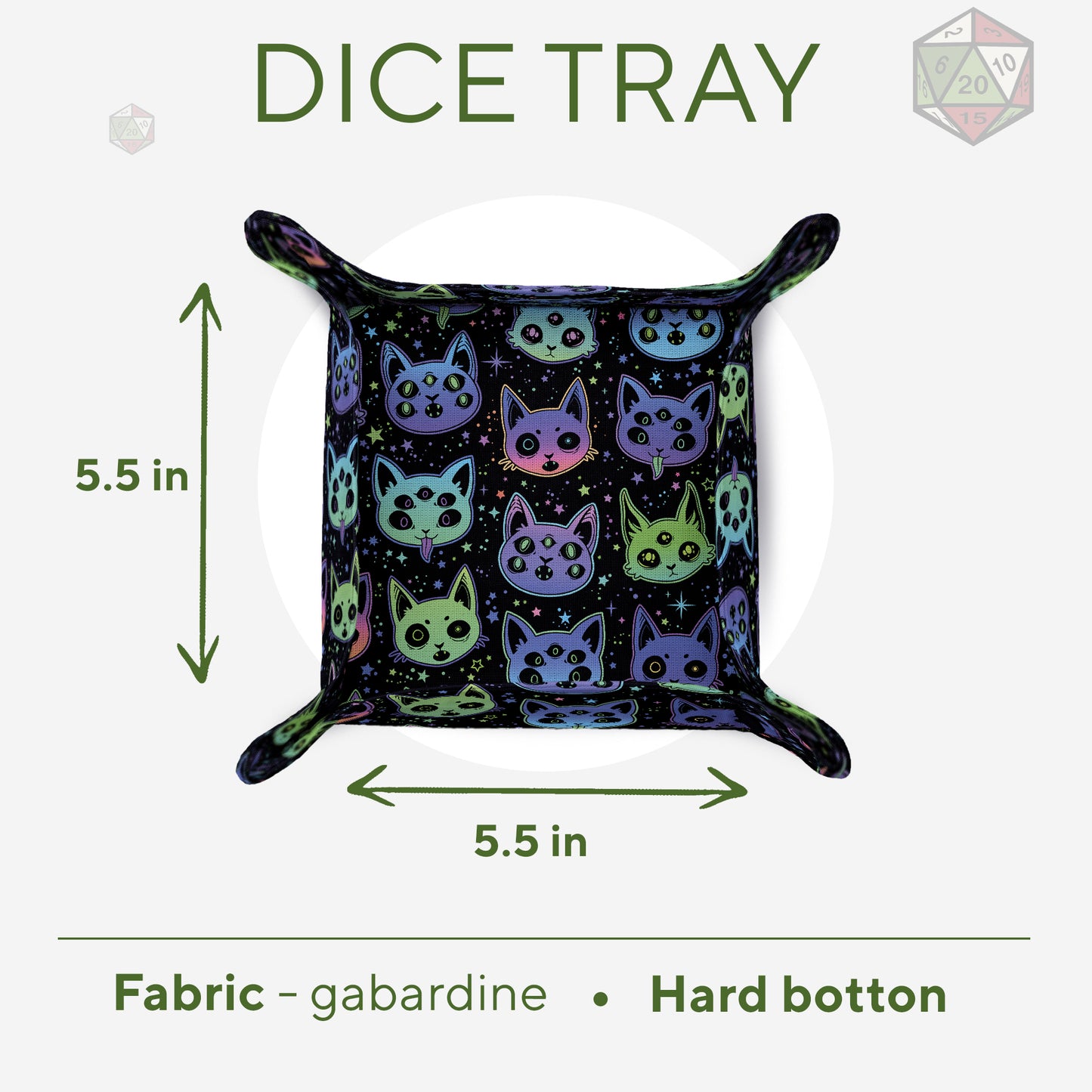 D&D dice rolling tray, Cats dice tray for DnD