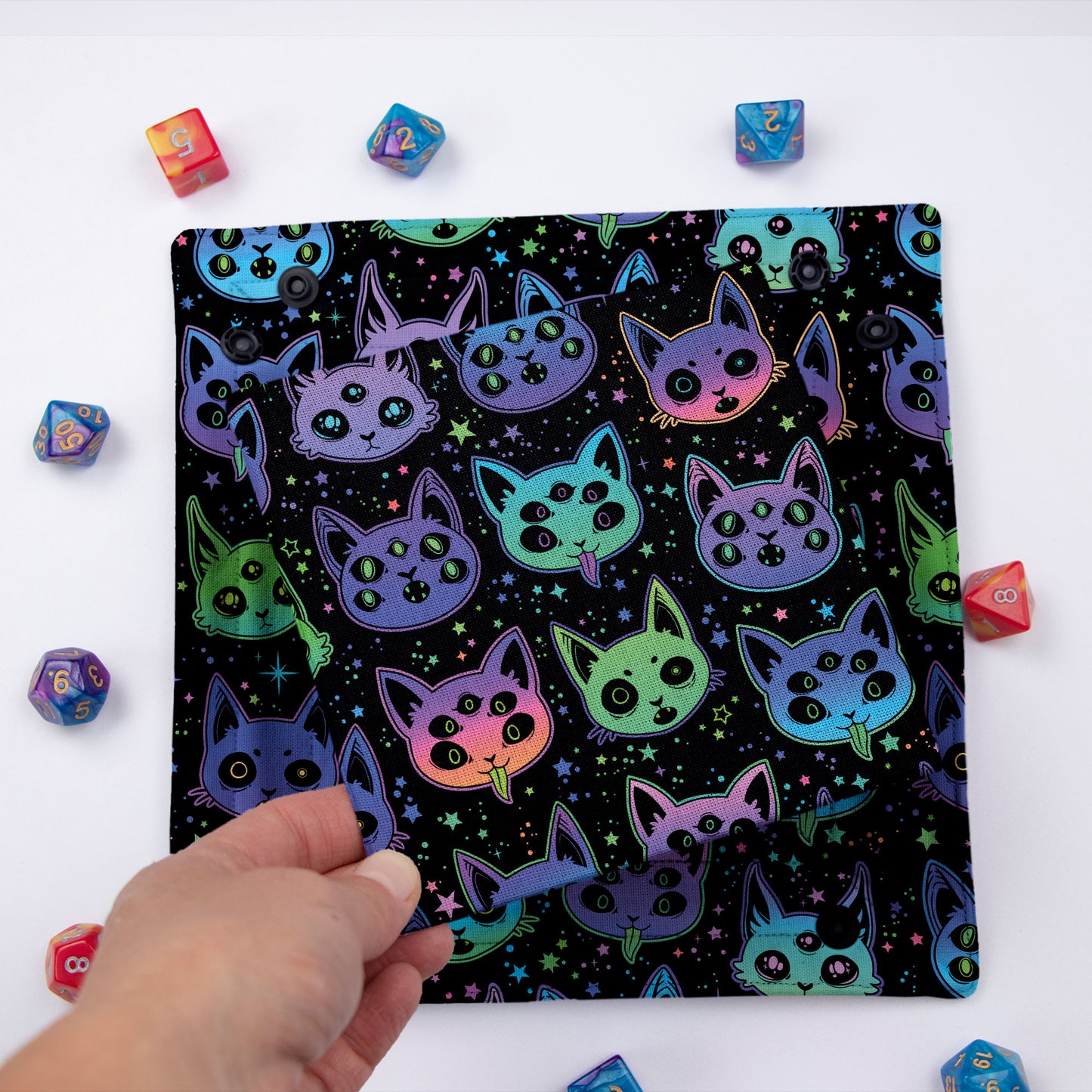 D&D dice rolling tray, Cats dice tray for DnD