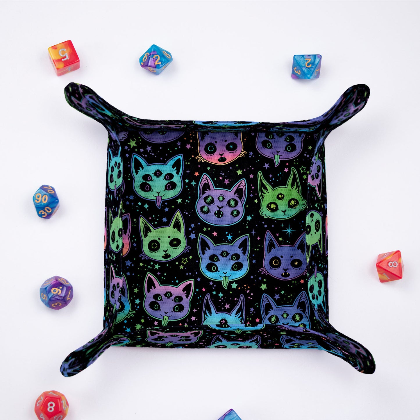 D&D dice rolling tray, Cats dice tray for DnD