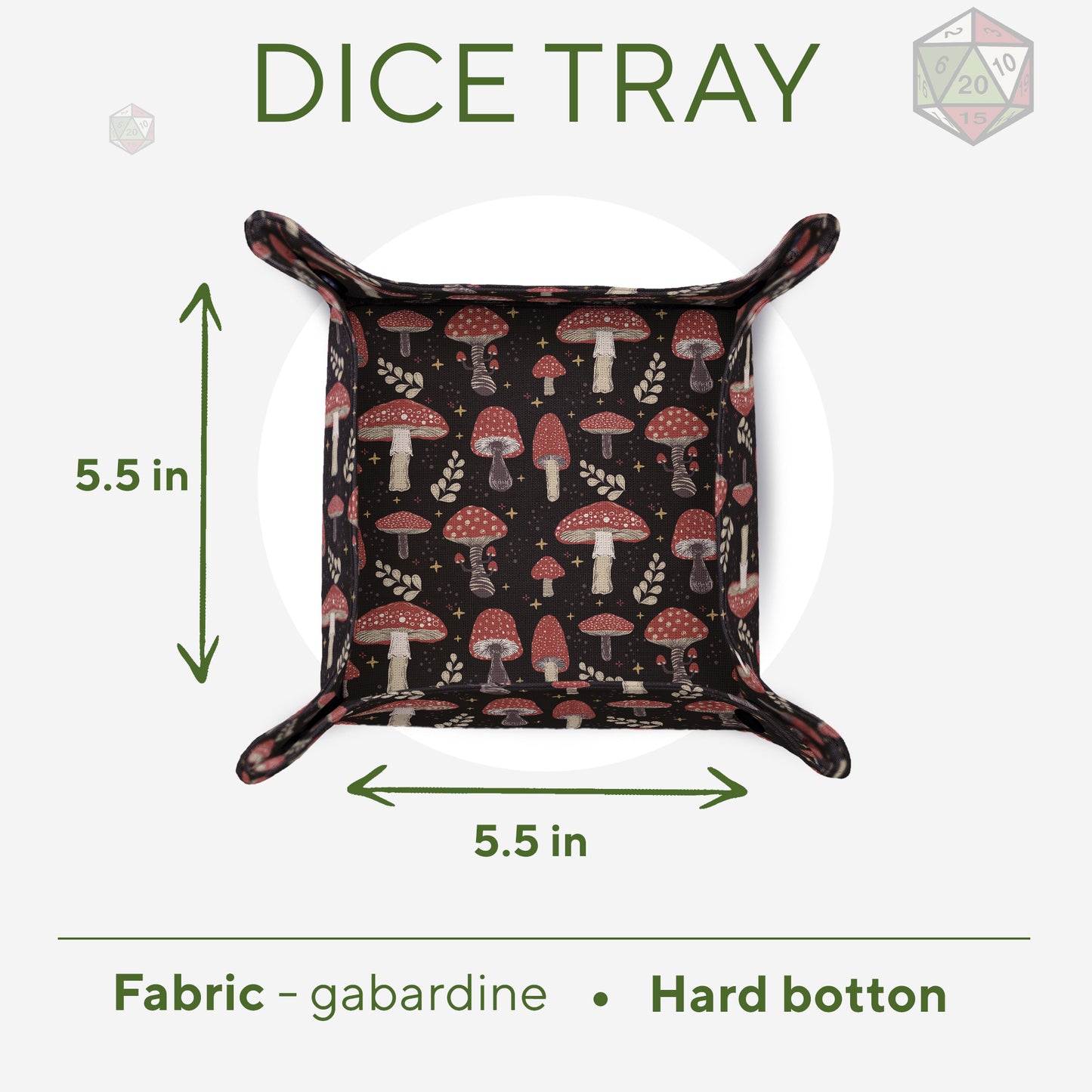 Mushroom dice tray and bag set | Dnd nerdy gifts | Game Fancy