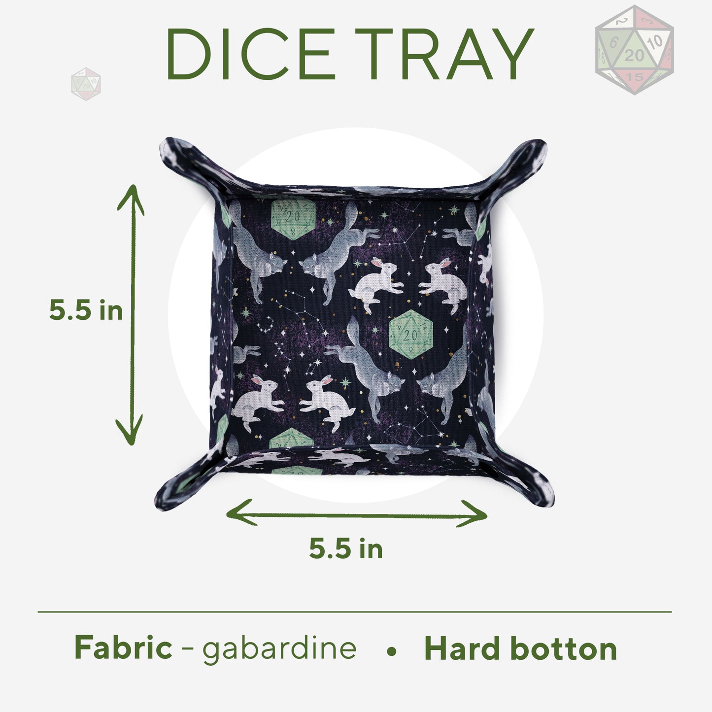 Dice bag and tray set Wolf and rabbit | DnD christmas gifts | Game Fancy