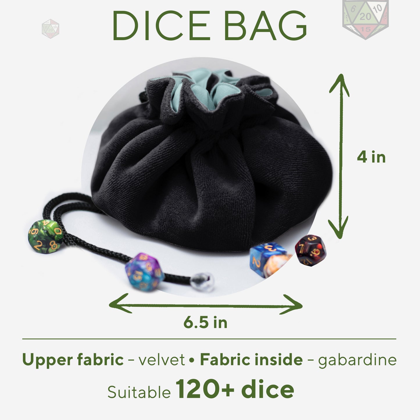 7 Pocket dice bag | Dungeons and Dragons gift ideas | Game Fancy