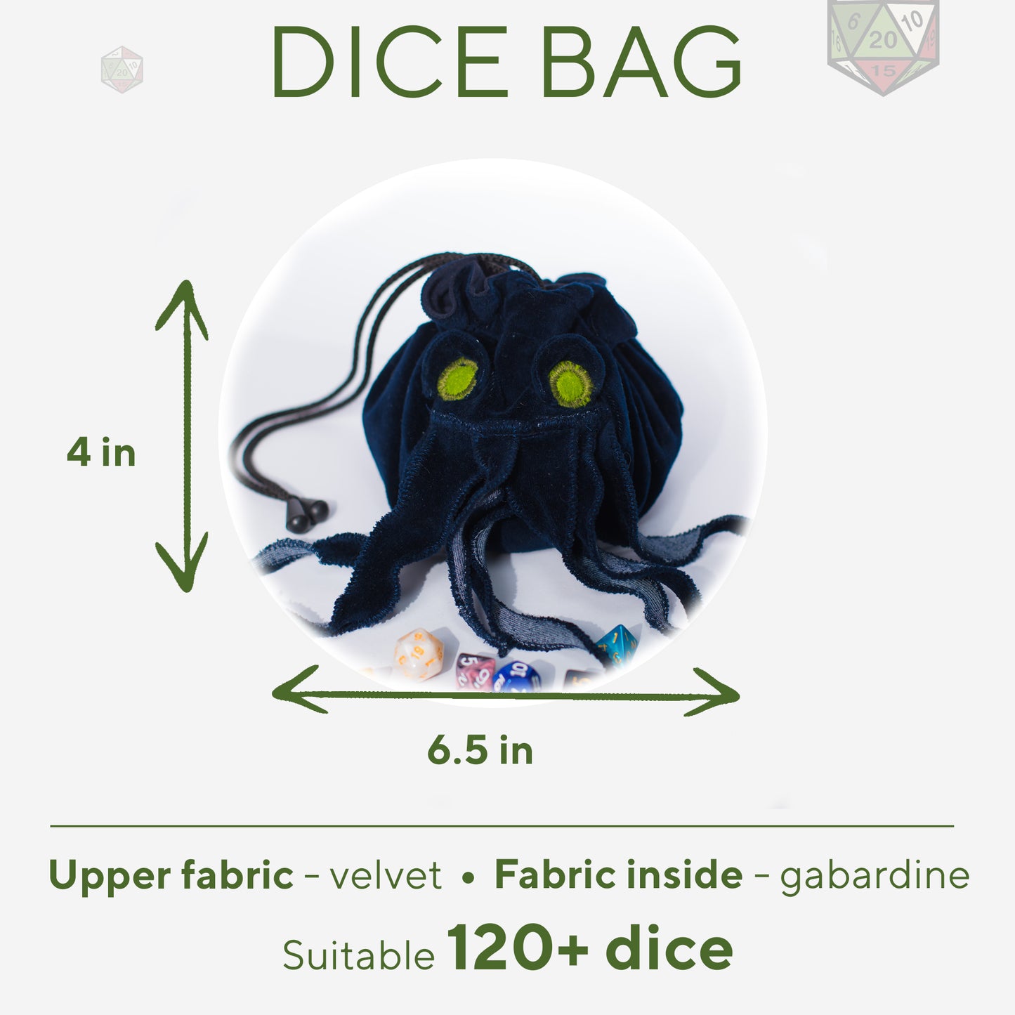 Octopus dice bag | Custom RPG gift | Game Fancy