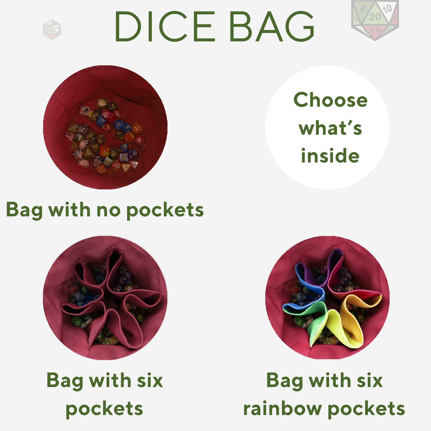 red pockets for dnd dice bag