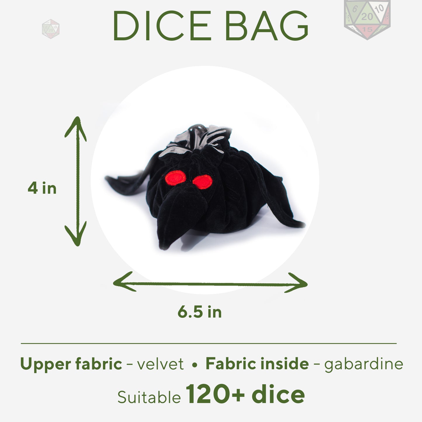 Raven dice bag | Unique dnd gifts | Game Fancy