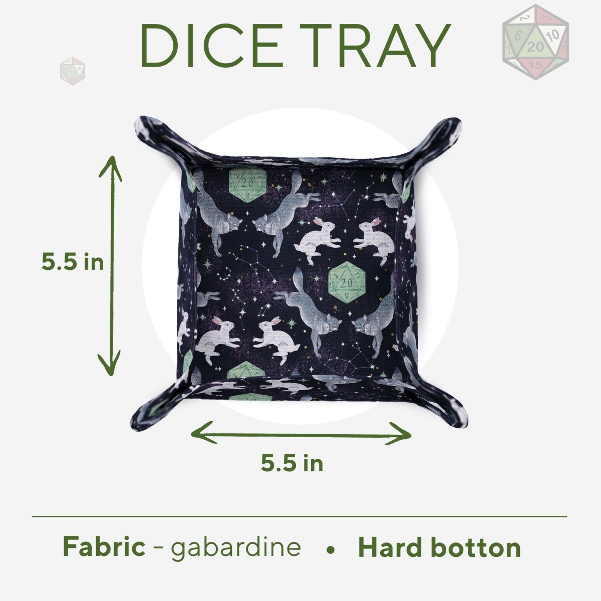Wolf and rabbit dice bag and tray set - Game Fancy