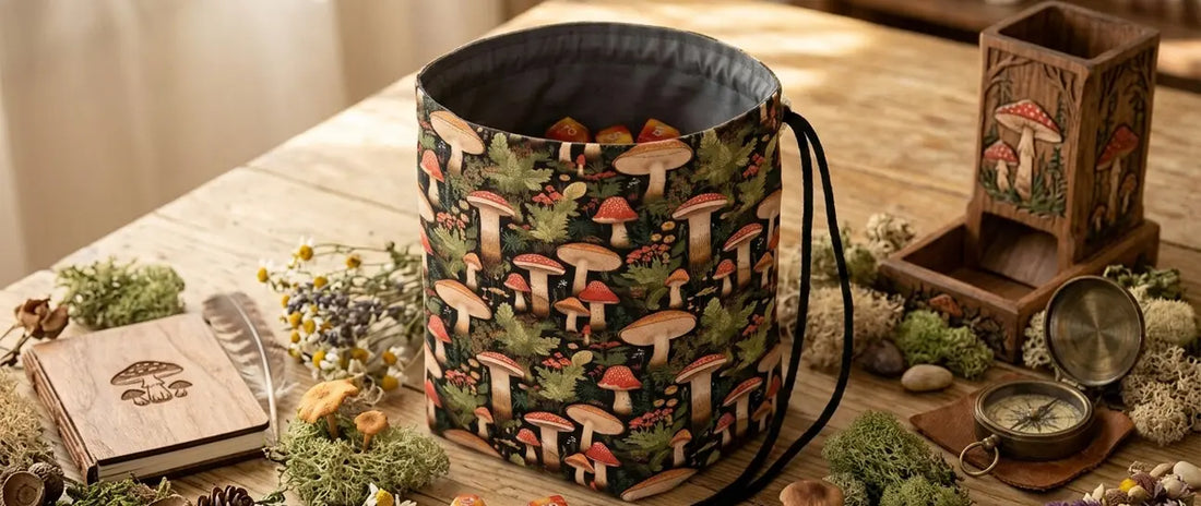 Cottagecore Dice Bags for Your Vibe: Mushroom, Woodland & Floral
