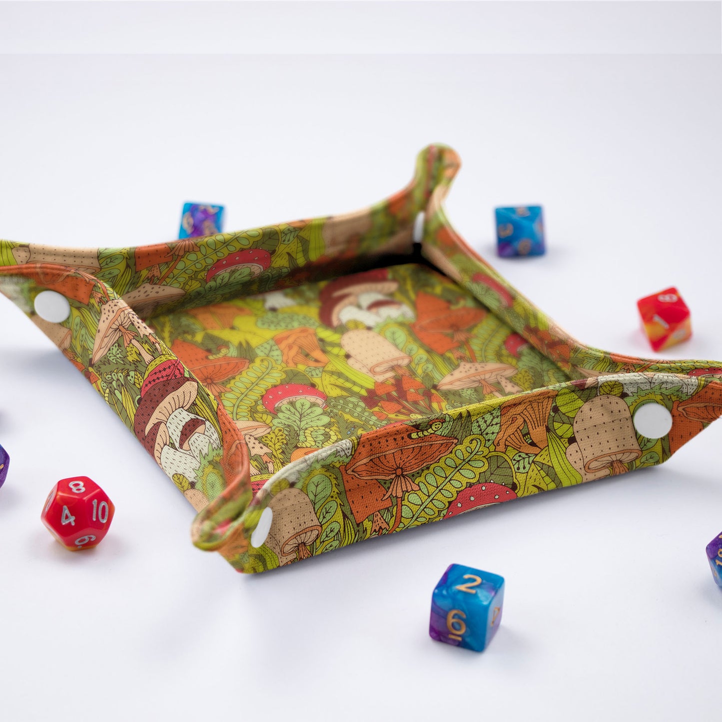 Dnd dice bag and tray, Mushroom D&D set, Table top gaming