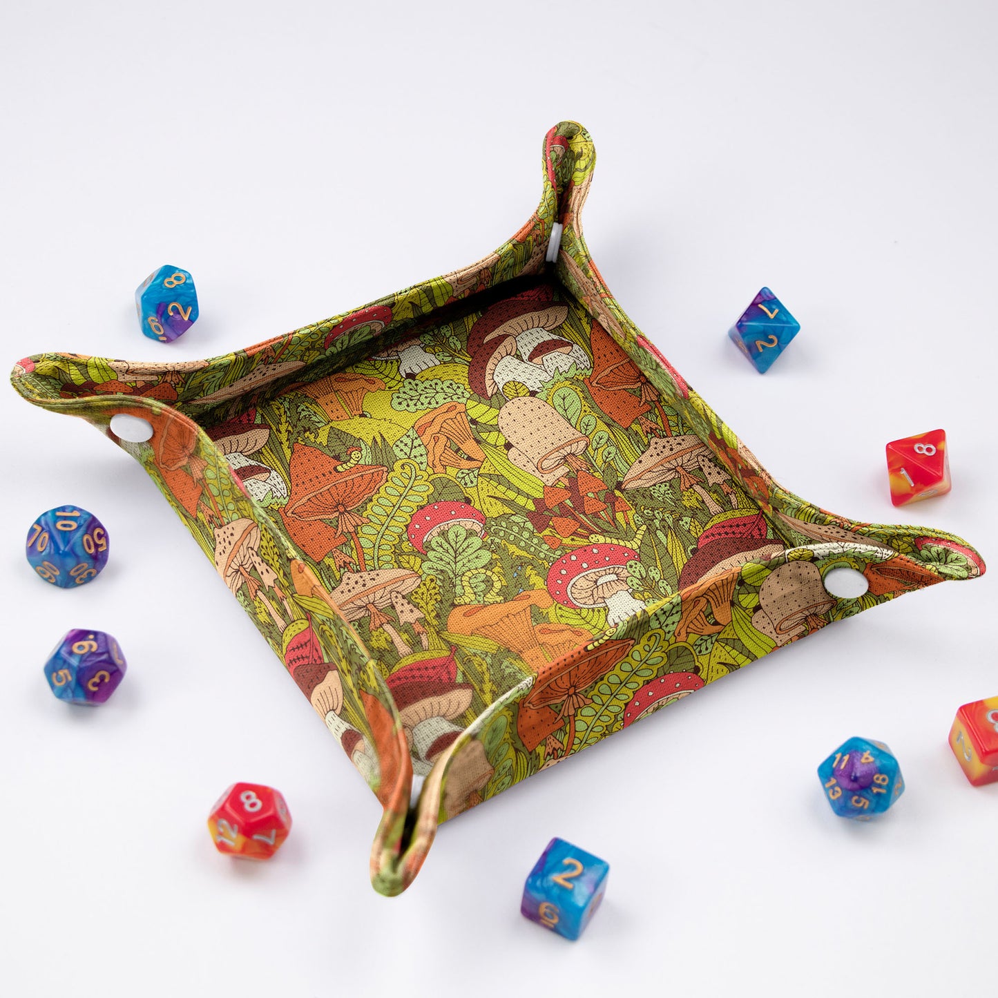 Dnd dice bag and tray, Mushroom D&D set, Table top gaming