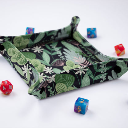 Dnd dice bag and tray, Green leaf Dnd nerdy gifts