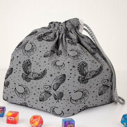 Dnd nerdy gifts for men, Dnd dice bag and tray Owl