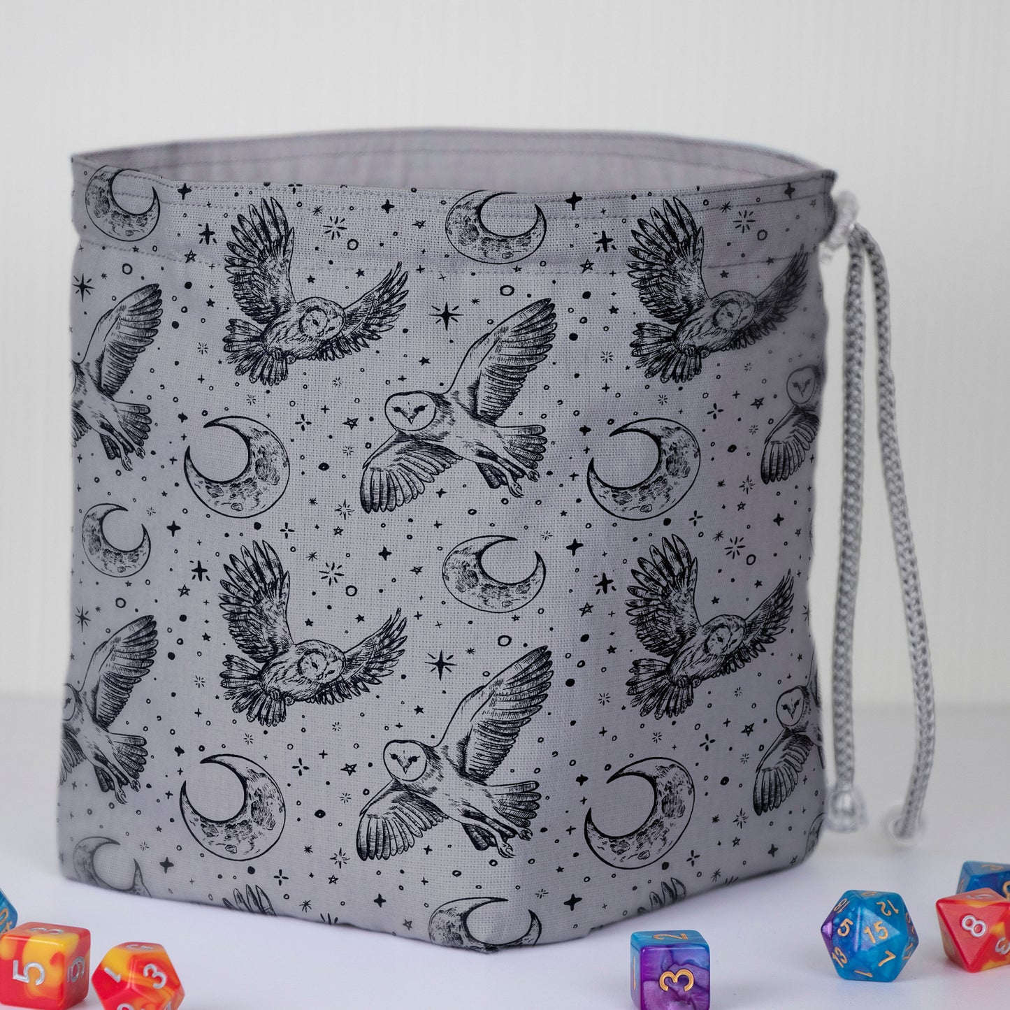 Dnd nerdy gifts for men, Dnd dice bag and tray Owl