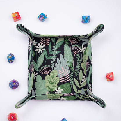 Dnd dice bag and tray, Green leaf Dnd nerdy gifts