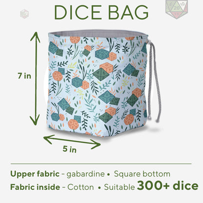 d20 dice bag with pockets capacity up to 300 dice