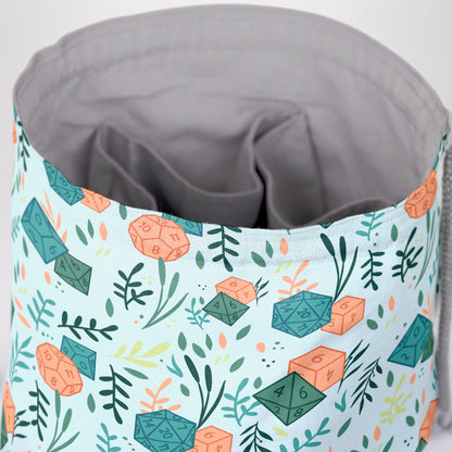 d20 dice bag with pockets interior cotton lining