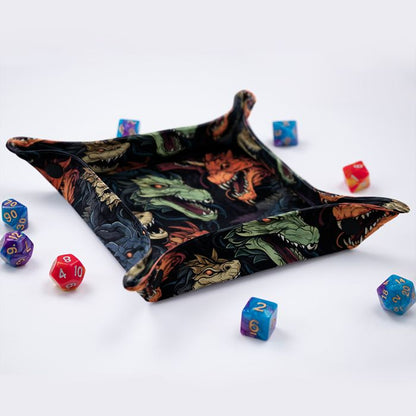 Side view of the GameFancy chromatic dragon foldable dice tray with 1.2 inch sides