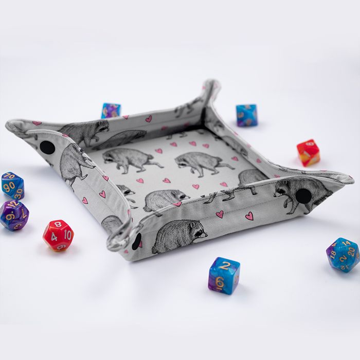 Side view of the Jimothy raccoon dice tray showing the 1.2 inch sides