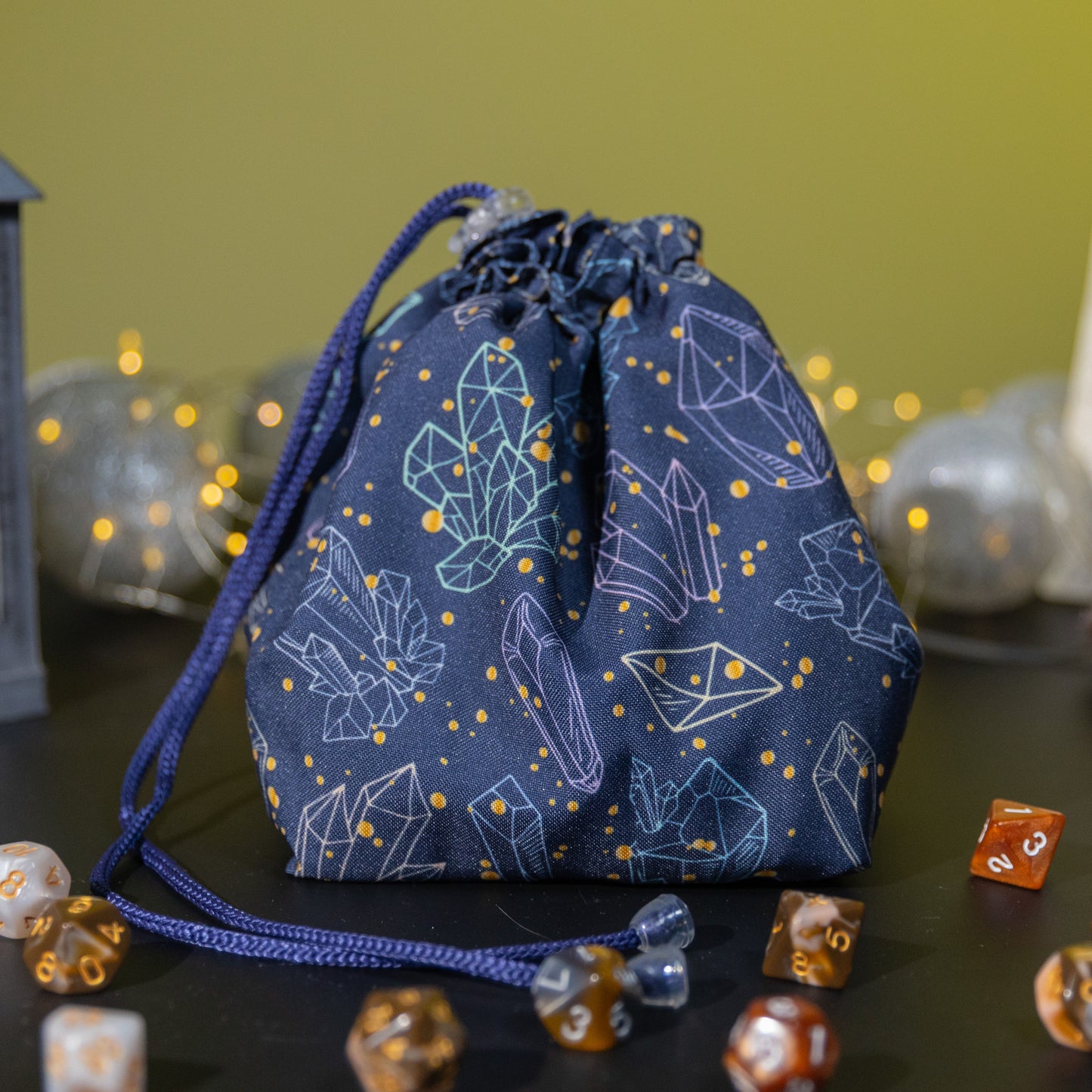 Occult dice bag pockets, Crystal dice bag for DnD