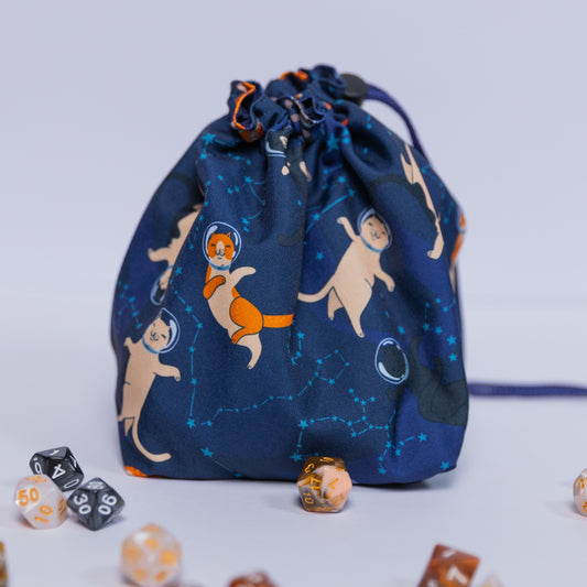 Galaxy cat dice bag big, DnD game bag for dice, Nerdy gifts