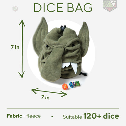 Dnd Goblin dice bag, Nerdy gifts, Plush dice bag, Game bag