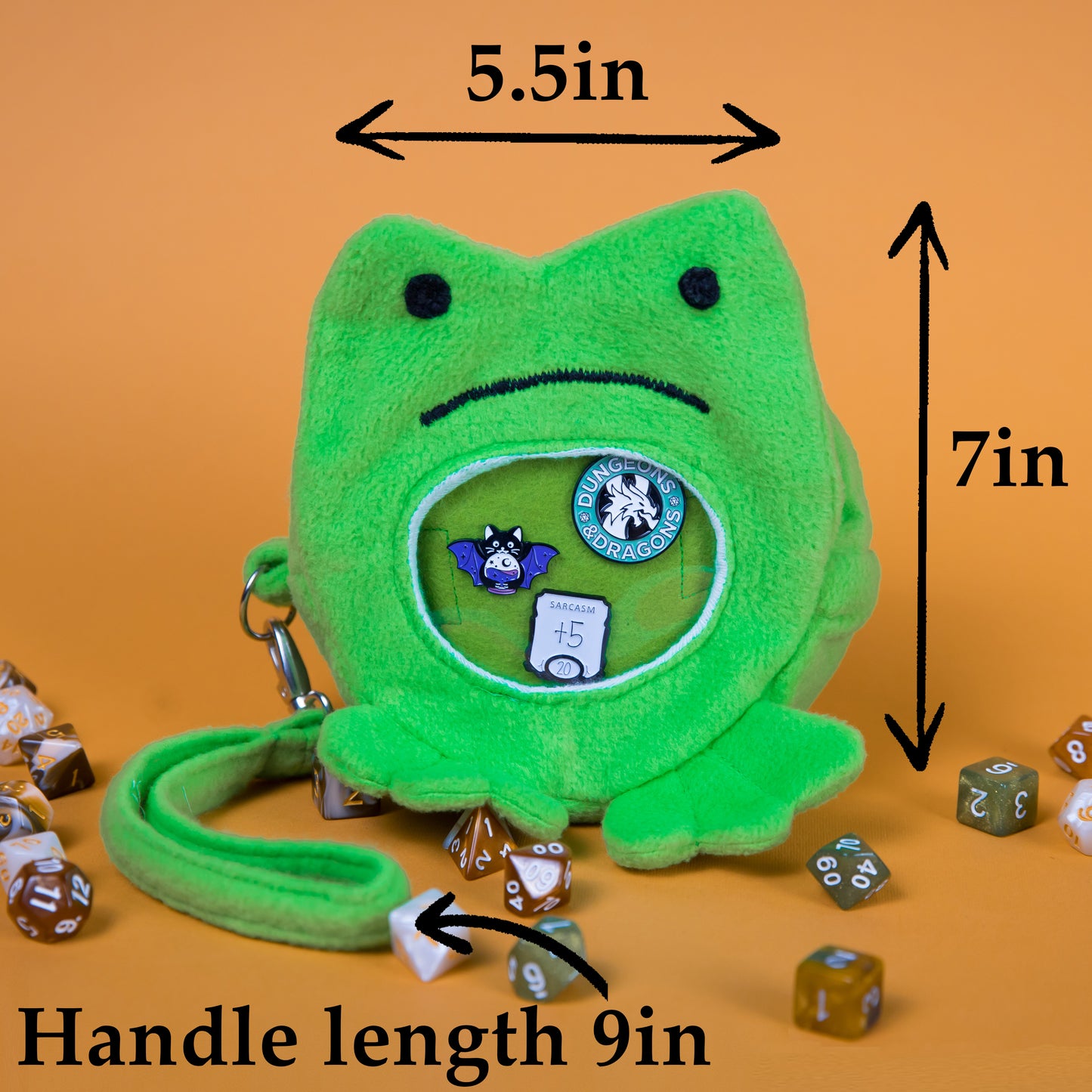 Cute Kawaii Frog ita dice bag, DnD dice bag