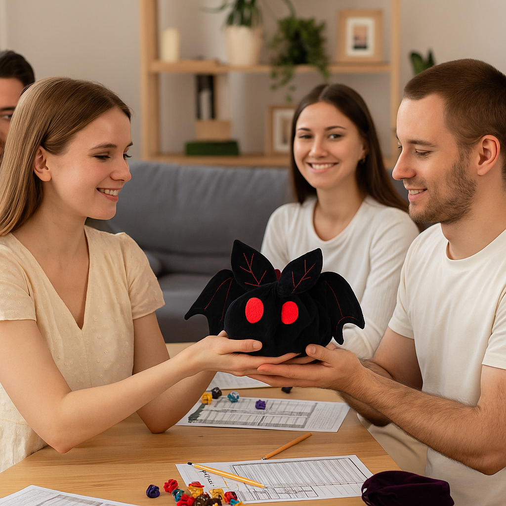 Mothman Bag, Handmade velvet dice pouch, Mothman Cryptid Plush Bag