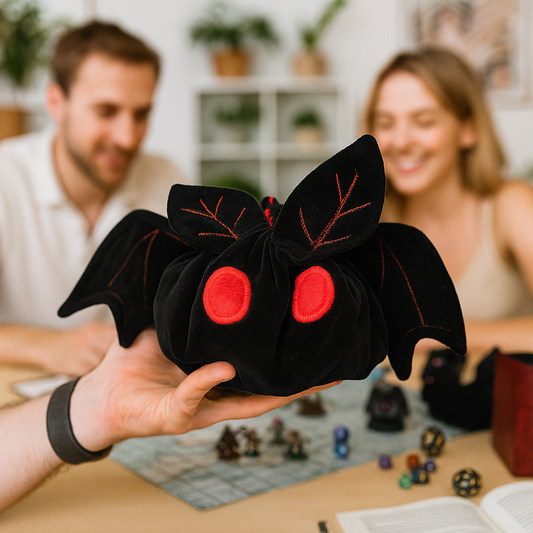 Mothman Bag, Handmade velvet dice pouch, Mothman Cryptid Plush Bag