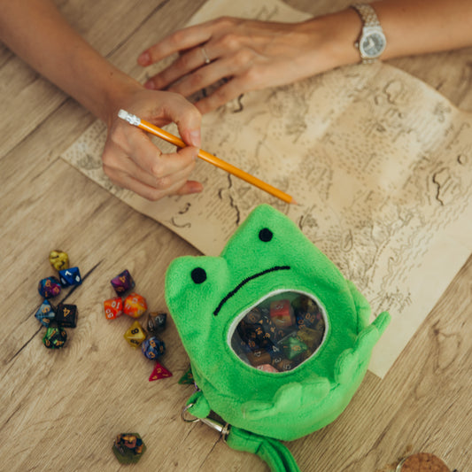 Cute Kawaii Frog ita dice bag, DnD dice bag