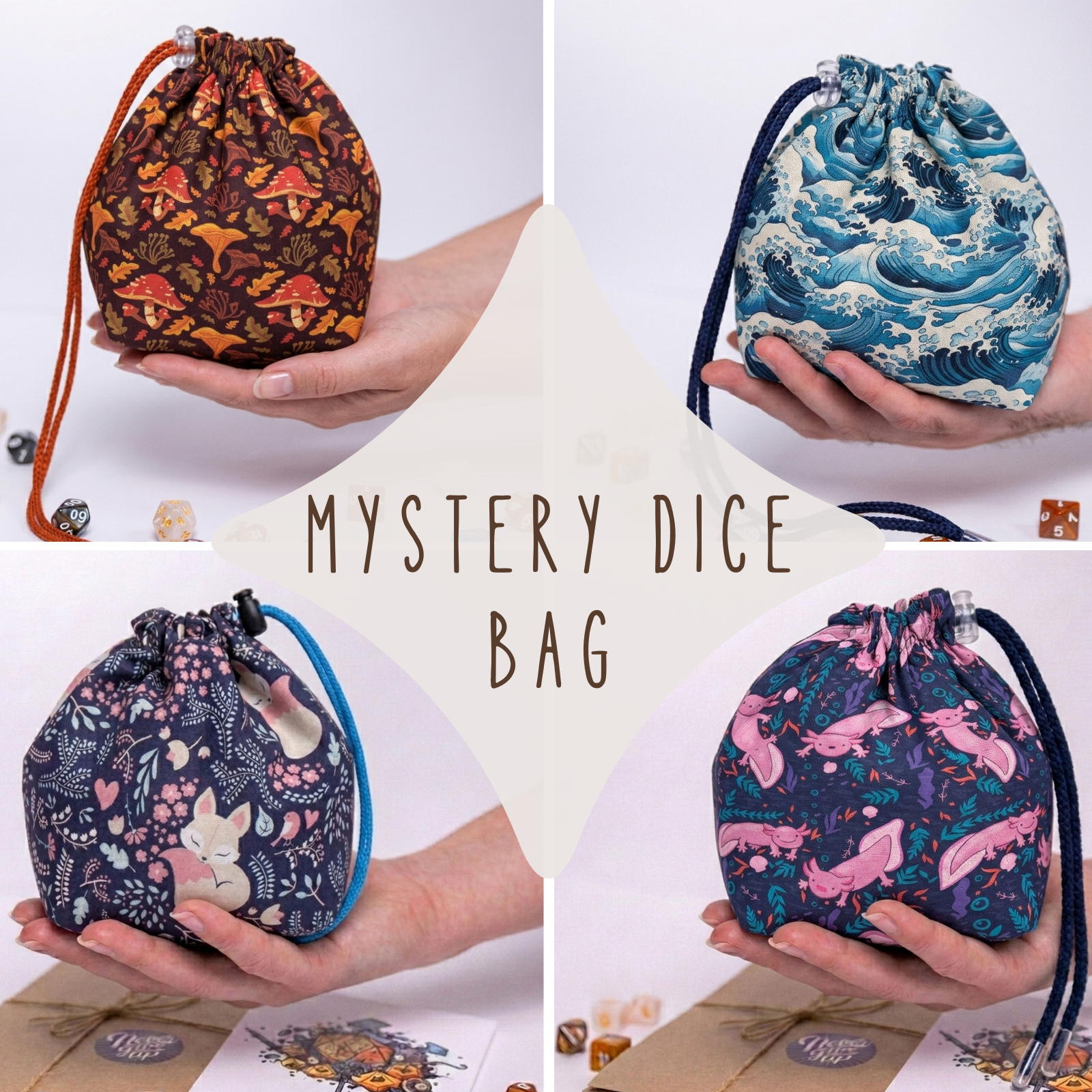 Mystery Dice Bag — 300+ Dice Capacity, Handmade Surprise Design