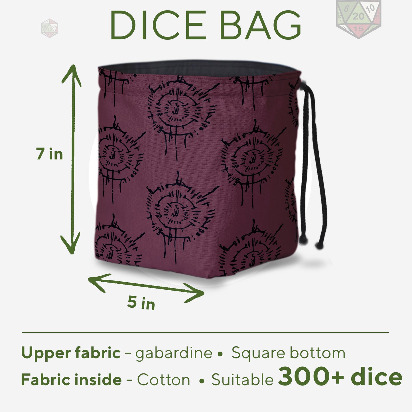 DnD Dice Bag, Ttrpg Dice Bag, Gamer Gift