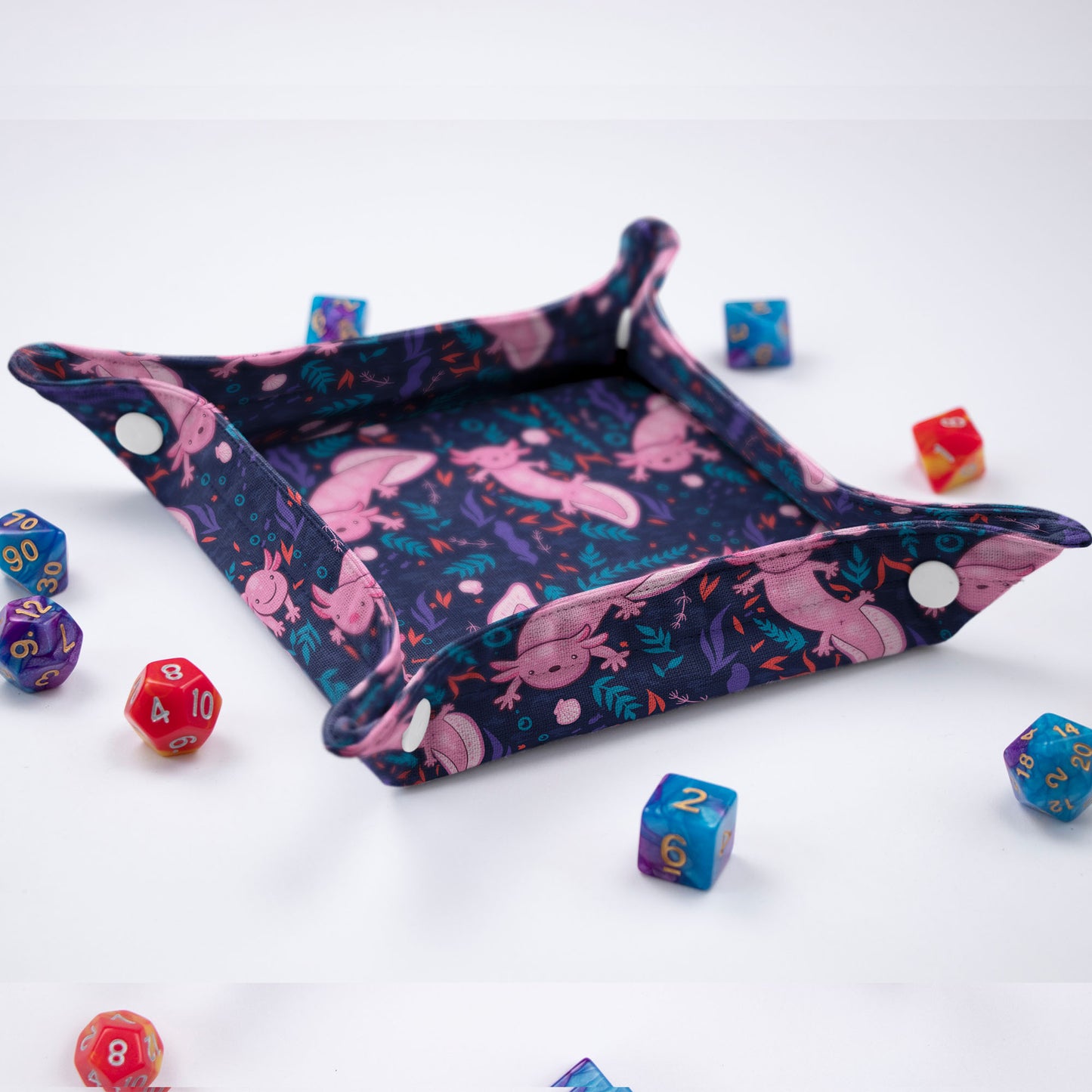 Dnd dice bag tray, Axolotl Dice rolling tray, Dnd player gift