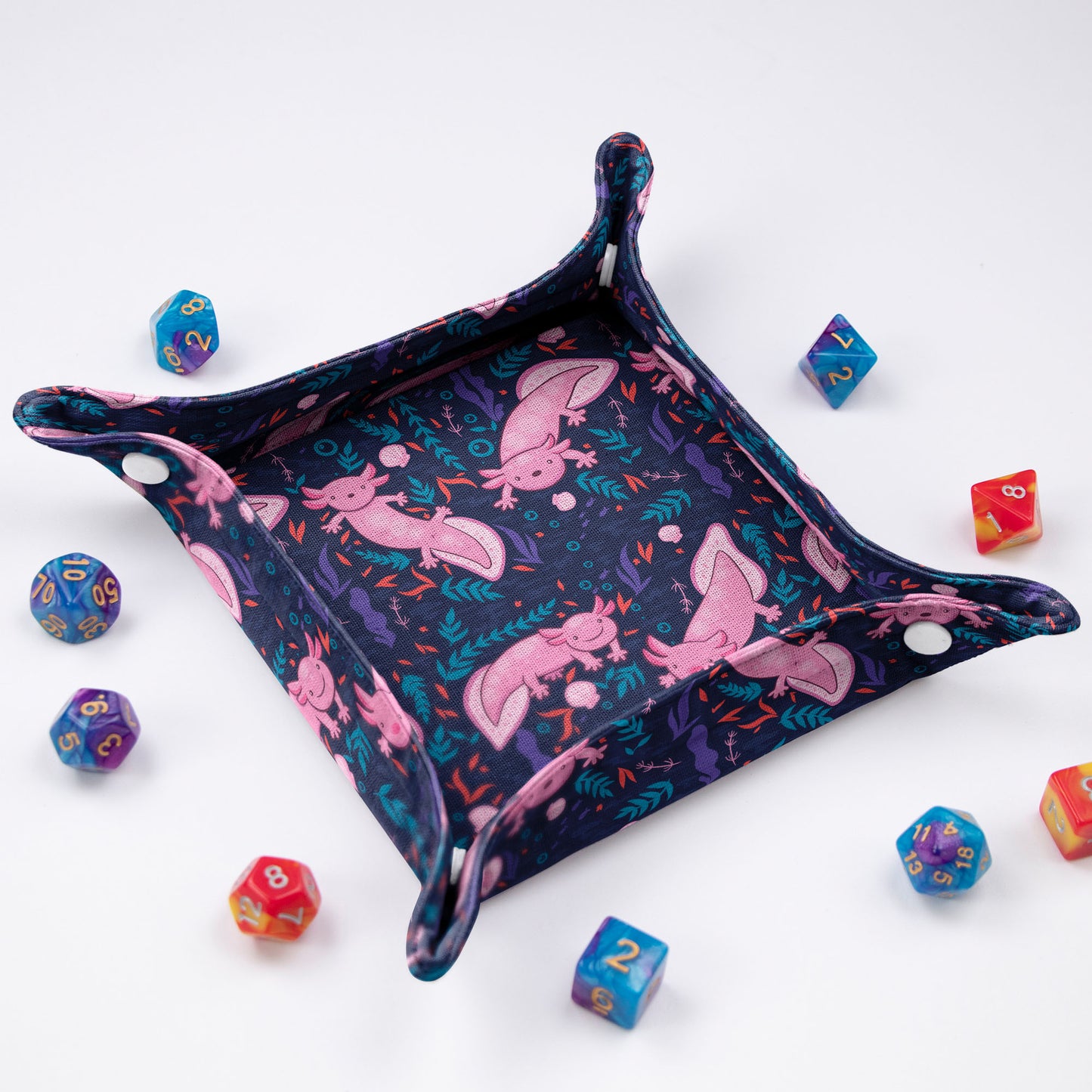 Dnd dice bag tray, Axolotl Dice rolling tray, Dnd player gift