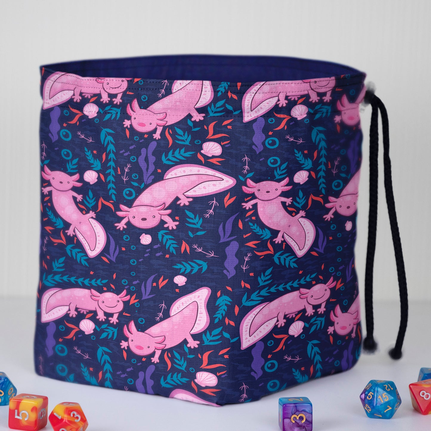 Dnd dice bag tray, Axolotl Dice rolling tray, Dnd player gift