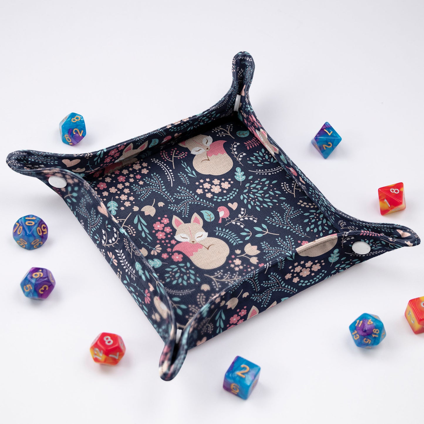 Dnd dice tray and bag, Fox Dnd nerdy gifts for her