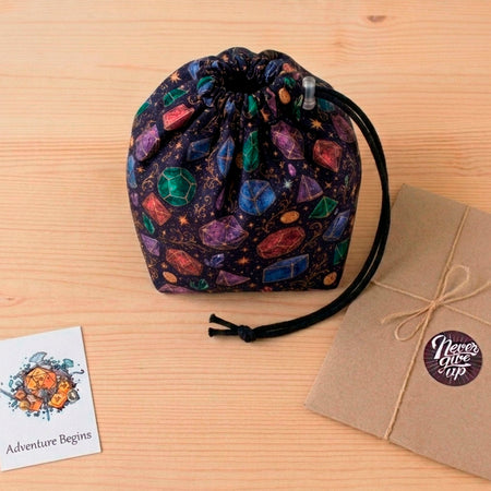 Best gift for a DnD player — celestial crystal dice bag with pockets for a Dungeon Master, holds 300+ dice.