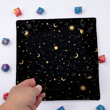 Galaxy dice tray, Dnd accessories, Cloth dice rolling tray