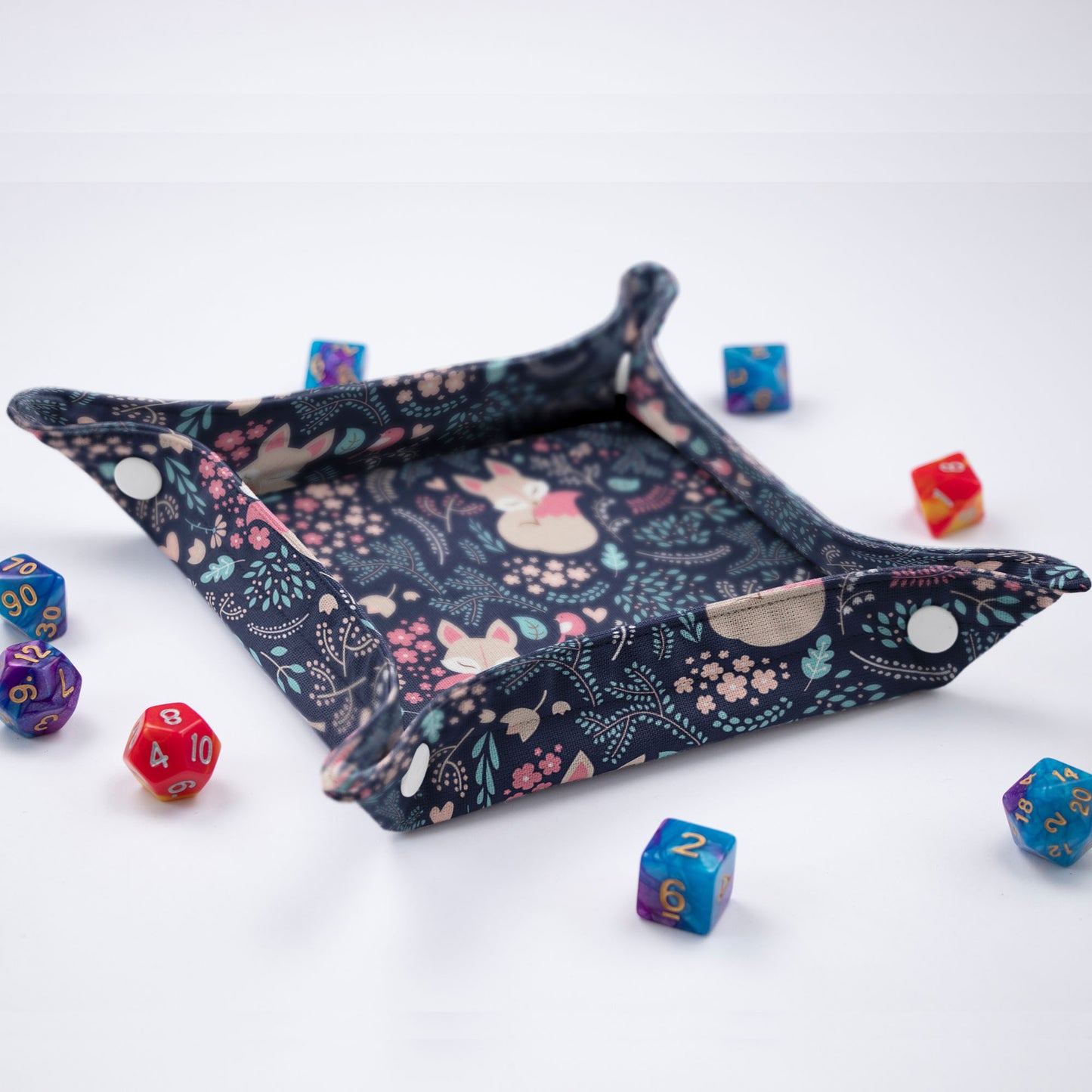 Dnd dice tray and bag, Fox Dnd nerdy gifts for her