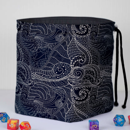 Dragon scale dice bag with 6 pockets — sorts dice sets for a Dungeon Master.