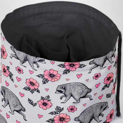 Pink Blossom Jimothy dice bag — another view of the handmade drawstring pouch