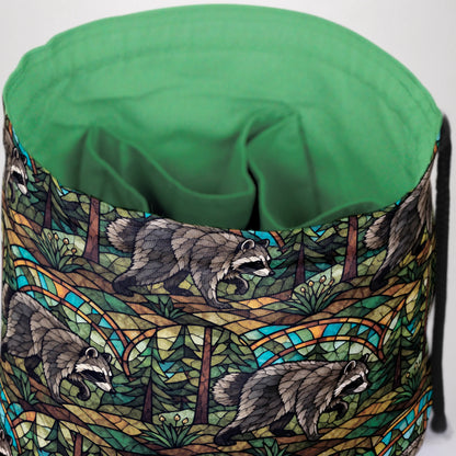 Stained Glass Forest Jimothy dice bag — another view of the handmade drawstring pouch