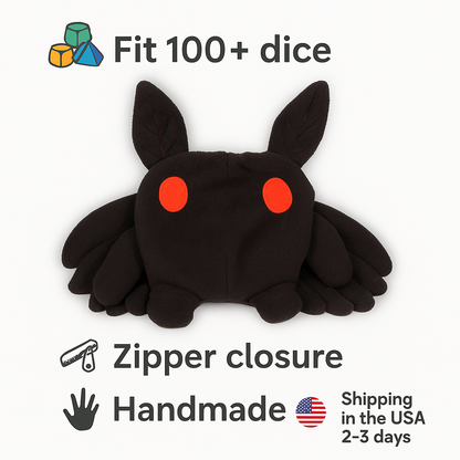 Mothman Plushie Bag, DnD bag for dice, Plush dice bag