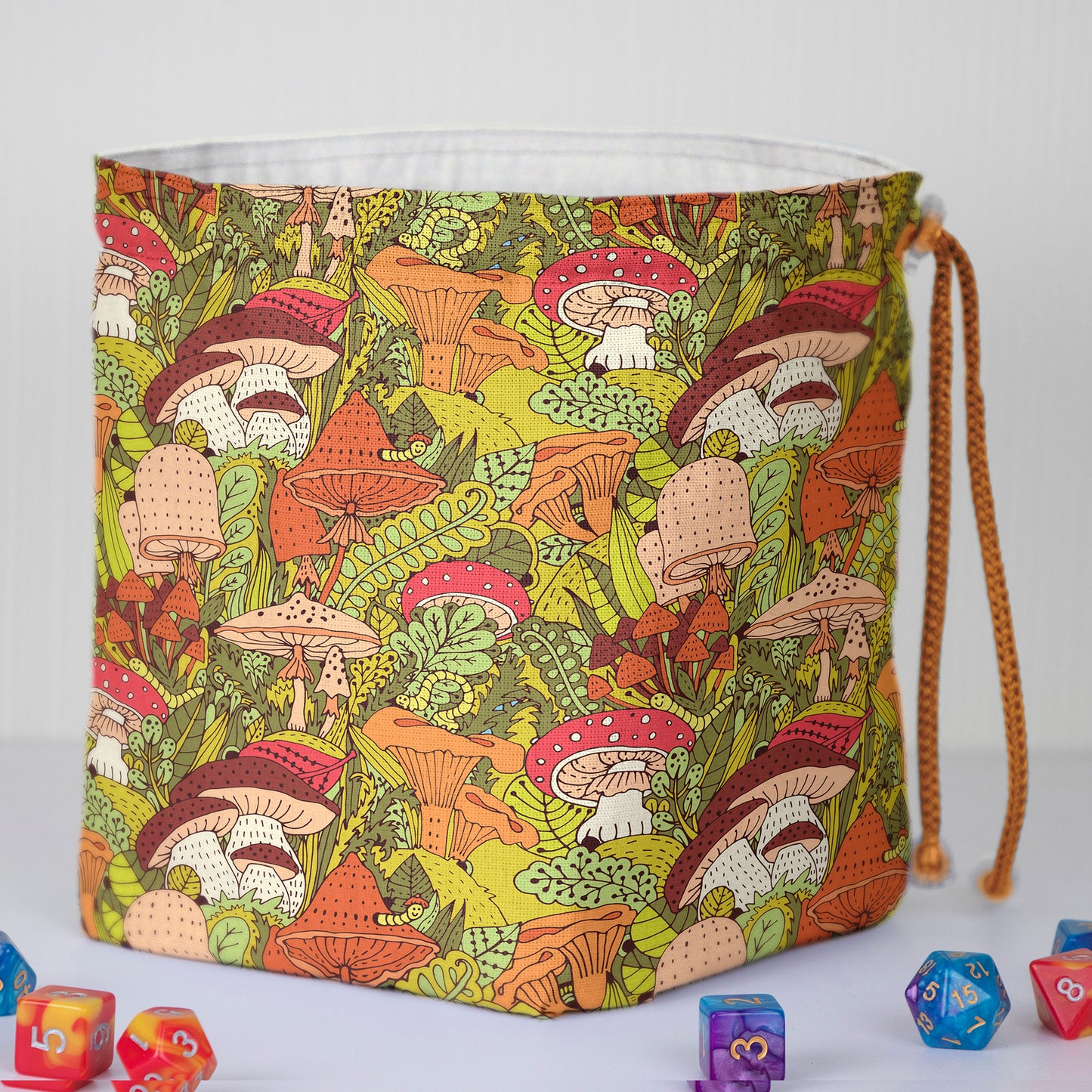 Dnd dice bag and tray, Mushroom D&D set, Table top gaming