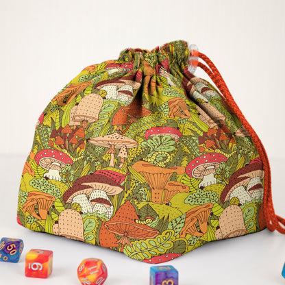 Dnd dice bag and tray, Mushroom D&D set, Table top gaming