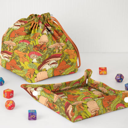 Dnd dice bag and tray, Mushroom D&D set, Table top gaming