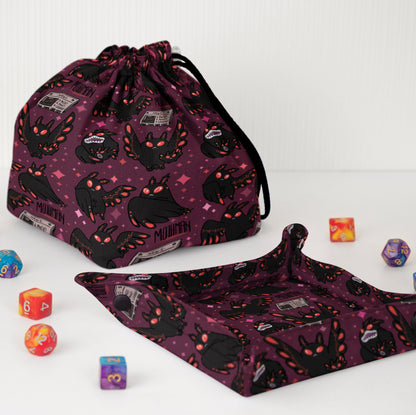 Mothman dice bag and tray, Dice tray and bag for D&D