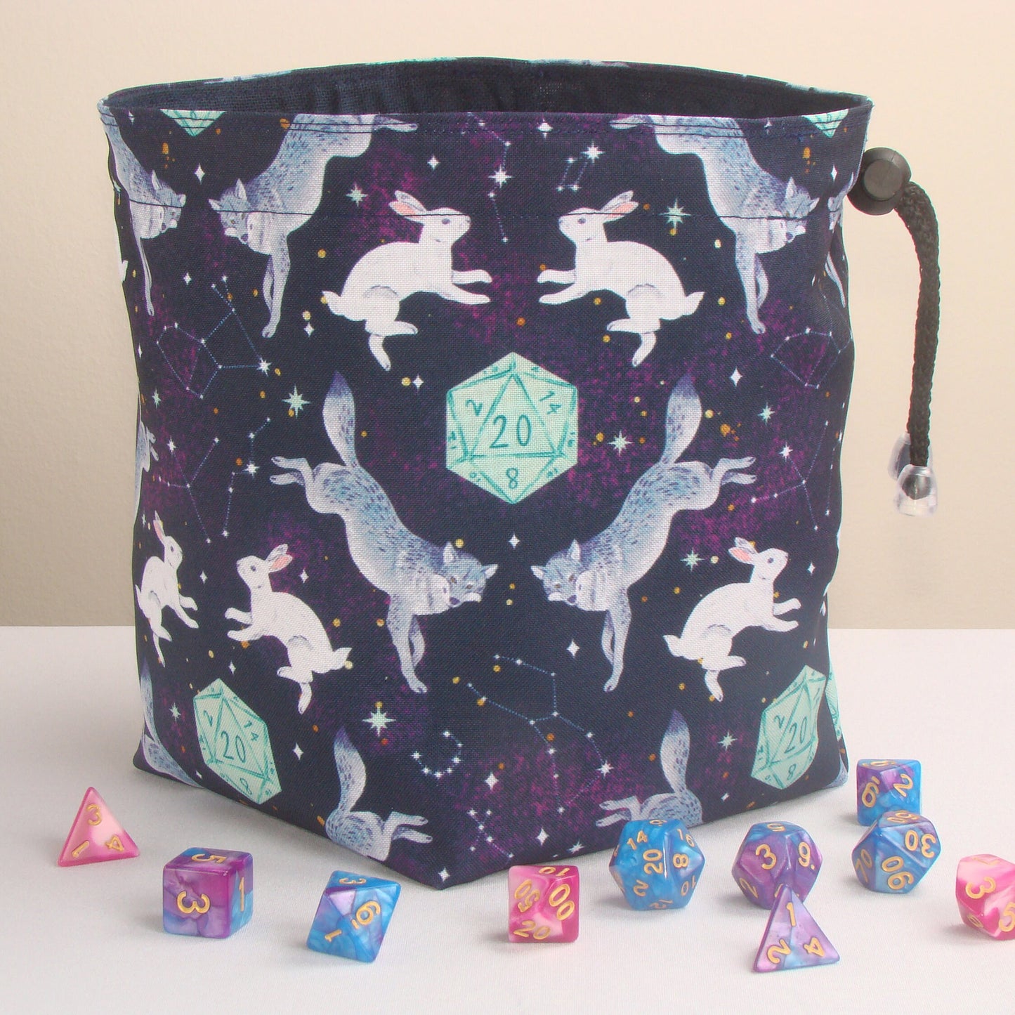 Dice bag wolf and rabbit, Dungeons and Dragons christmas gifts