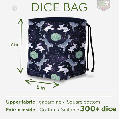 Dice bag wolf and rabbit, Dungeons and Dragons christmas gifts